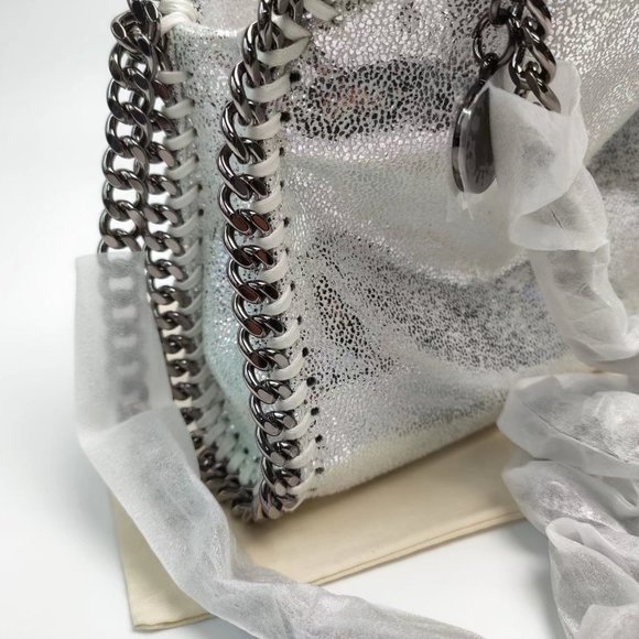 Stella McCartney Falabella Tiny Vegetarian Brushed-leather Shoulder Bag Silver - Picture 4 of 9